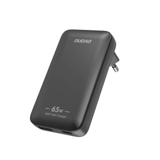 Ładowarka sieciowa podróżna GaN Dudao 65W USB-C/USB-A PD EU/US - czarna