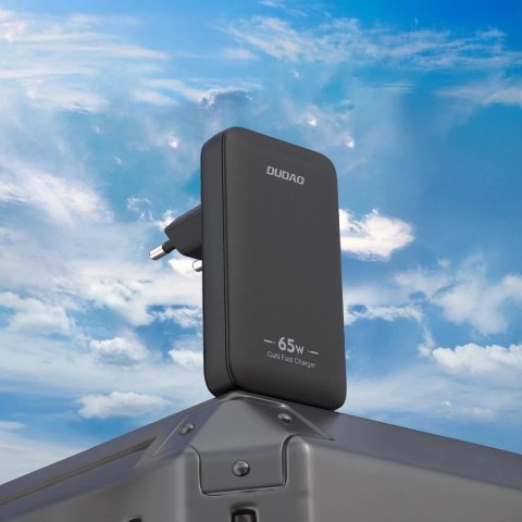 Ładowarka sieciowa podróżna GaN Dudao 65W USB-C/USB-A PD EU/US - czarna