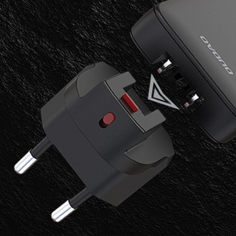 Ładowarka sieciowa podróżna GaN Dudao 65W USB-C/USB-A PD EU/US - czarna