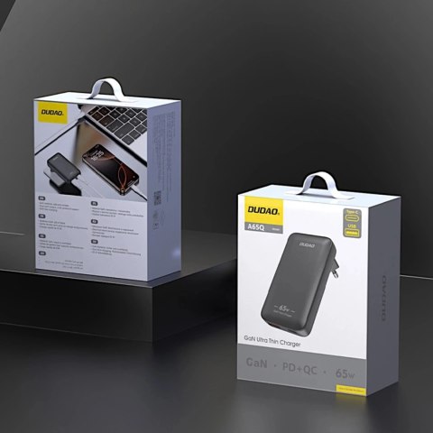 Ładowarka sieciowa podróżna GaN Dudao 65W USB-C/USB-A PD EU/US - czarna