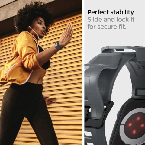 Pasek do Apple Watch 4-9 / SE 44-45mm Spigen Rugged Armor Pro Szary