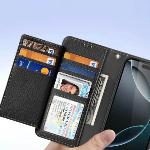 Etui ochronne do iPhone 16 Pro Dux Ducis Lawa skórzane MagSafe portfel czarne