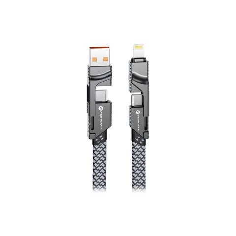 Kabel 4w1 Forcell USB-C USB-A Lightning 60W QC4.0 PD Laptop Nylon 1m
