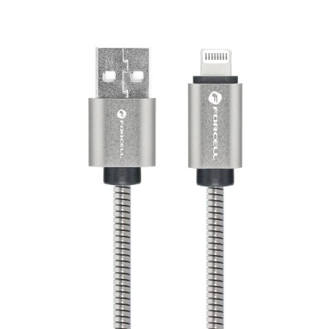 Kabel USB-A do Lightning 12W 1m Forcell Stalowy Apple iPhone iPad