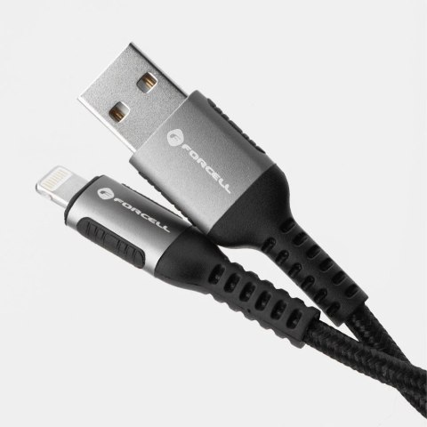 Kabel USB-A do Lightning 12W 2m Nylon Forcell Aluminiowy Biały