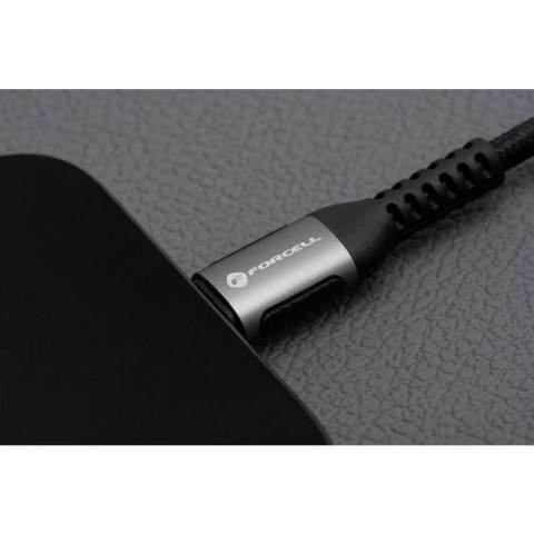 Kabel USB-A do Lightning 12W 2m Nylon Forcell Aluminiowy Biały