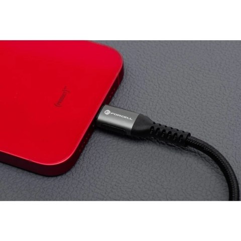 Kabel USB-C do Lightning 27W 3m Nylon PD Forcell Aluminiowy Czarny