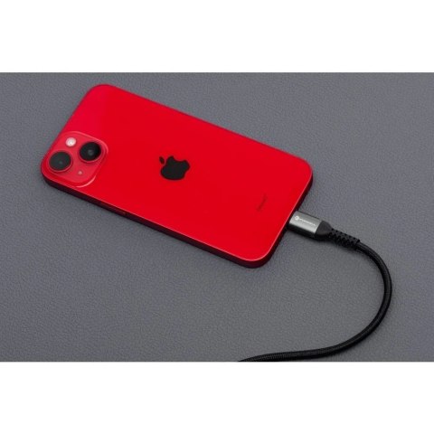 Kabel USB-C do Lightning 27W 3m Nylon PD Forcell Aluminiowy Czarny