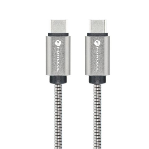 Kabel USB-C do USB-C 100W 1m Forcell Stalowy QC 4.0 PD E-Mark