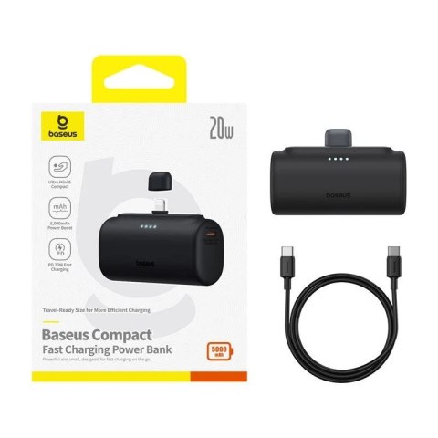Powerbank Baseus Compact IP 5000mAh 20W Lightning + USB-C Czarny