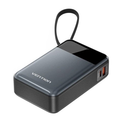Powerbank Vention 20000mAh USB-C 65W FHYB0 (czarny), z wbudowanym kablem i szybkim ładowaniem