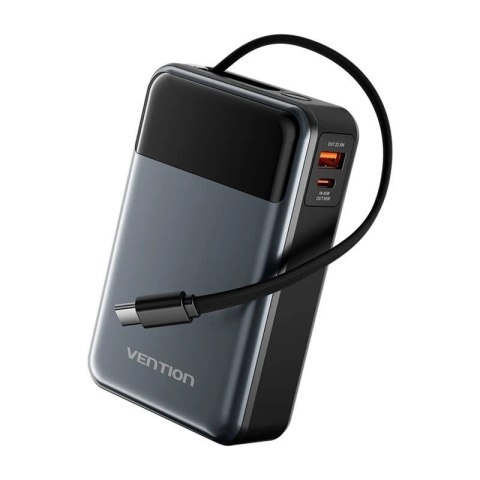 Powerbank Vention 20000mAh USB-C 65W FHYB0 (czarny), z wbudowanym kablem i szybkim ładowaniem