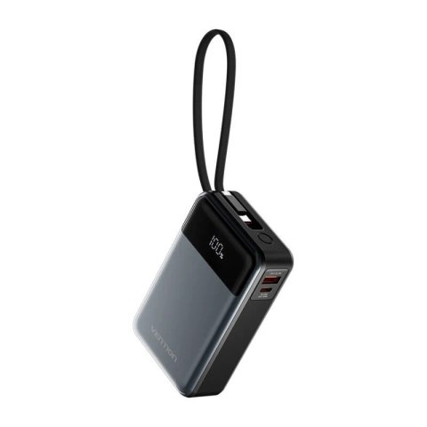 Powerbank Vention 20000mAh USB-C 65W FHYB0 (czarny), z wbudowanym kablem i szybkim ładowaniem