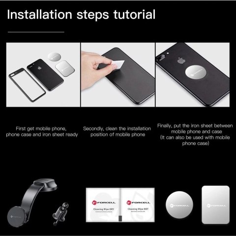 Uchwyt Samochodowy Forcell Magnetyczny Elastyczny 20 cm 2w1