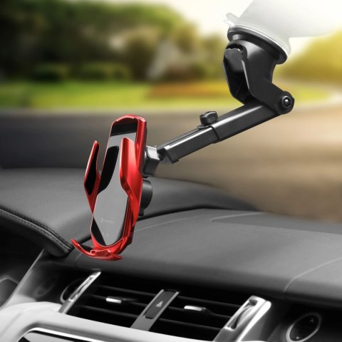 Uchwyt Samochodowy Ładowarka Forcell HS1 Auto IR Qi 15W Indukcja Czerwony