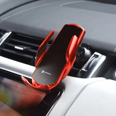 Uchwyt Samochodowy Ładowarka Forcell HS1 Auto IR Qi 15W Indukcja Czerwony
