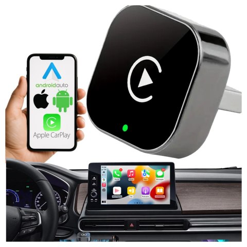 Adapter Bezprzewodowy Apple CarPlay i Android Auto do Auta, Plug & Play z Portem USB-A + Przejściówka USB-C, Szybkie Połączenie 