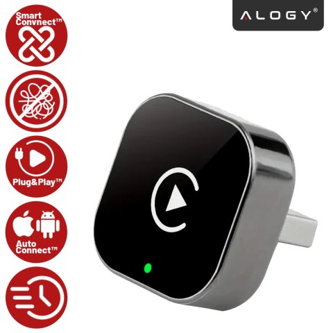 Adapter Bezprzewodowy Apple CarPlay i Android Auto do Auta, Plug & Play z Portem USB-A + Przejściówka USB-C, Szybkie Połączenie 