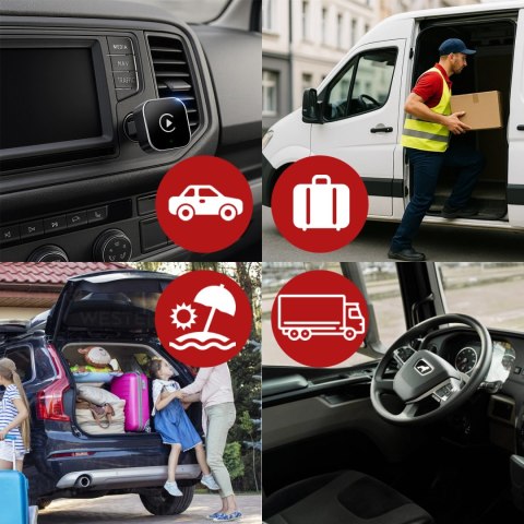 Adapter Bezprzewodowy Apple CarPlay i Android Auto do Auta, Plug & Play z Portem USB-A + Przejściówka USB-C, Szybkie Połączenie 