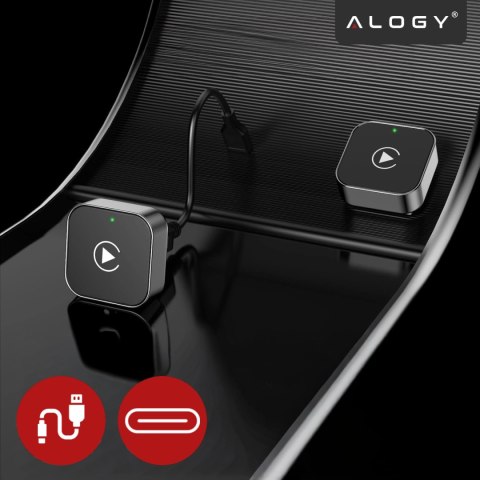 Adapter Bezprzewodowy Apple CarPlay i Android Auto do Auta, Plug & Play z Portem USB-A + Przejściówka USB-C, Szybkie Połączenie 