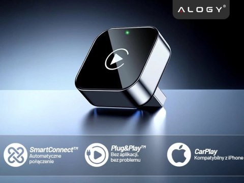 Adapter Bezprzewodowy Apple CarPlay i Android Auto do Auta, Plug & Play z Portem USB-A + Przejściówka USB-C, Szybkie Połączenie 