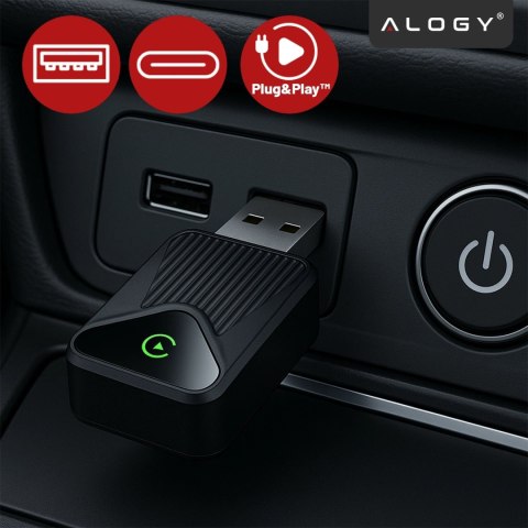 Adapter Bezprzewodowy Apple CarPlay i Android Auto do Auta, Plug & Play z Portem USB-A + Przejściówka USB-C, Szybkie Połączenie 