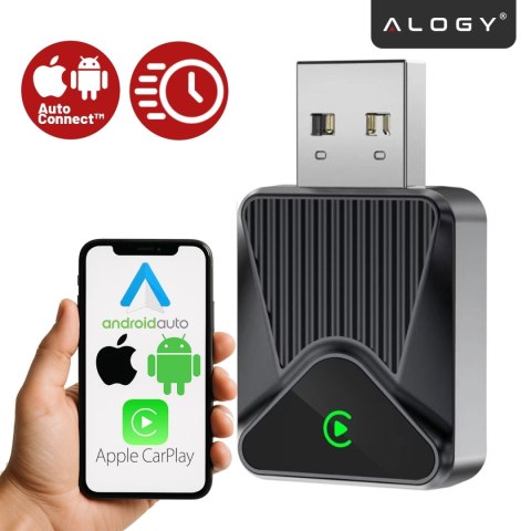 Adapter Bezprzewodowy Apple CarPlay i Android Auto do Auta, Plug & Play z Portem USB-A + Przejściówka USB-C, Szybkie Połączenie 