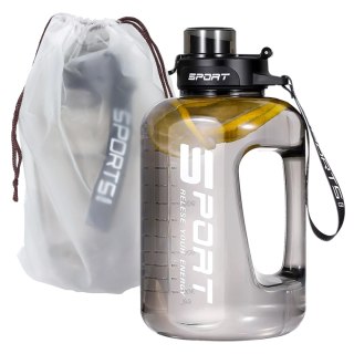 Duża Butelka Motywacyjna na Wodę 1.7L Bidon Sportowy z Miarką, Uchwytem i Pokrywką 2w1 (Dzióbek + Słomka), Wygodna i Szczelna, A