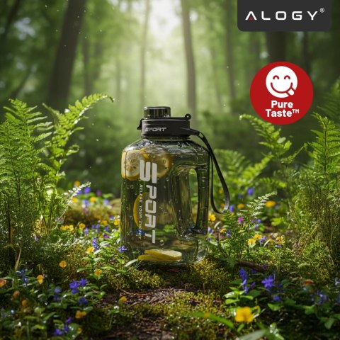 Duża Butelka Motywacyjna na Wodę 1.7L Bidon Sportowy z Miarką, Uchwytem i Pokrywką 2w1 (Dzióbek + Słomka), Wygodna i Szczelna, A