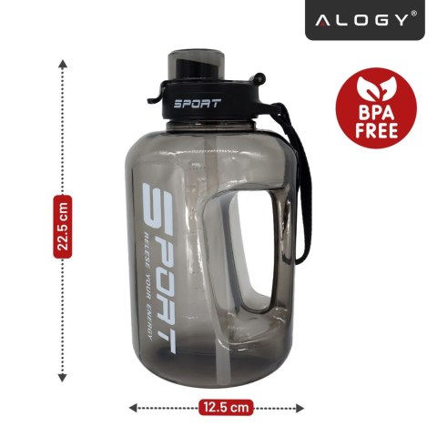 Duża Butelka Motywacyjna na Wodę 1.7L Bidon Sportowy z Miarką, Uchwytem i Pokrywką 2w1 (Dzióbek + Słomka), Wygodna i Szczelna, A