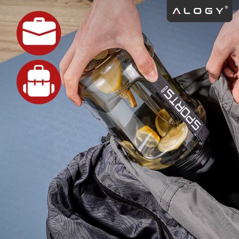 Duża Butelka Motywacyjna na Wodę 1.7L Bidon Sportowy z Miarką, Uchwytem i Pokrywką 2w1 (Dzióbek + Słomka), Wygodna i Szczelna, A