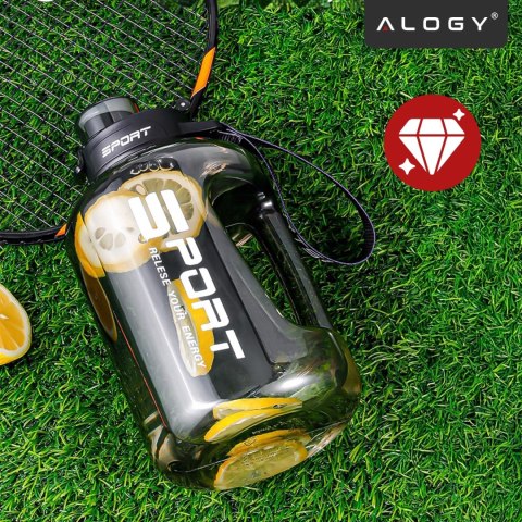 Duża Butelka Motywacyjna na Wodę 1.7L Bidon Sportowy z Miarką, Uchwytem i Pokrywką 2w1 (Dzióbek + Słomka), Wygodna i Szczelna, A