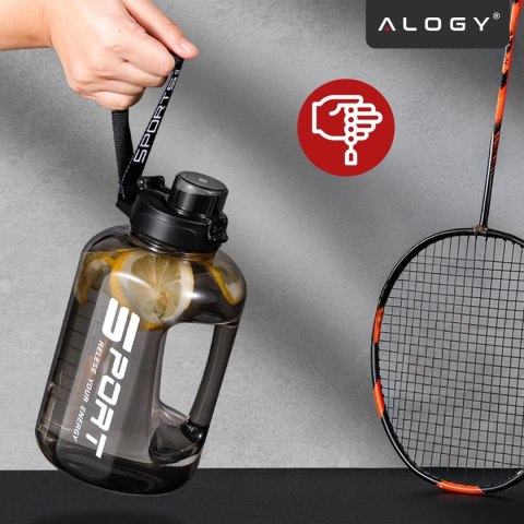 Duża Butelka Motywacyjna na Wodę 1.7L Bidon Sportowy z Miarką, Uchwytem i Pokrywką 2w1 (Dzióbek + Słomka), Wygodna i Szczelna, A