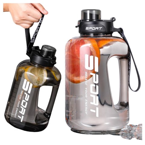 Duża Butelka Motywacyjna na Wodę 1.7L Bidon Sportowy z Miarką, Uchwytem i Pokrywką 2w1 (Dzióbek + Słomka), Wygodna i Szczelna, A