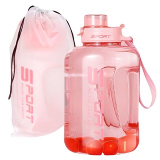 Duża Butelka Motywacyjna na Wodę 1.7L Bidon Sportowy z Miarką, Uchwytem i Pokrywką 2w1 (Dzióbek + Słomka), Wygodna i Szczelna, A