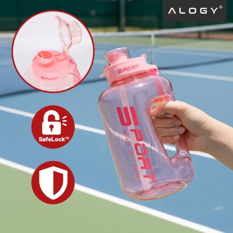 Duża Butelka Motywacyjna na Wodę 1.7L Bidon Sportowy z Miarką, Uchwytem i Pokrywką 2w1 (Dzióbek + Słomka), Wygodna i Szczelna, A