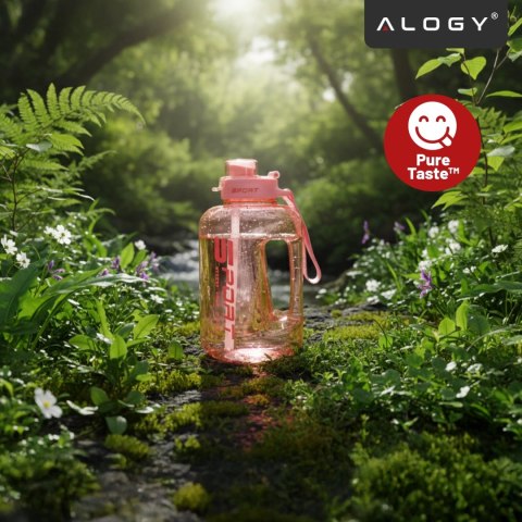 Duża Butelka Motywacyjna na Wodę 1.7L Bidon Sportowy z Miarką, Uchwytem i Pokrywką 2w1 (Dzióbek + Słomka), Wygodna i Szczelna, A