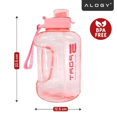 Duża Butelka Motywacyjna na Wodę 1.7L Bidon Sportowy z Miarką, Uchwytem i Pokrywką 2w1 (Dzióbek + Słomka), Wygodna i Szczelna, A