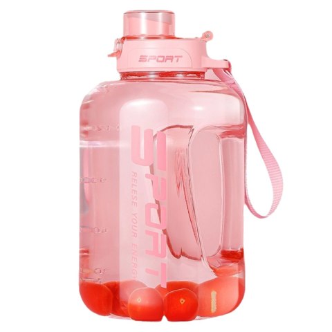 Duża Butelka Motywacyjna na Wodę 1.7L Bidon Sportowy z Miarką, Uchwytem i Pokrywką 2w1 (Dzióbek + Słomka), Wygodna i Szczelna, A