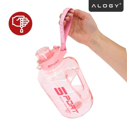 Duża Butelka Motywacyjna na Wodę 1.7L Bidon Sportowy z Miarką, Uchwytem i Pokrywką 2w1 (Dzióbek + Słomka), Wygodna i Szczelna, A