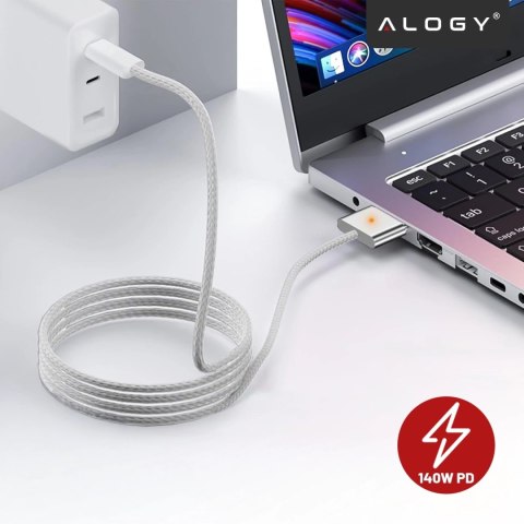 Kabel zasilający USB-C do MagSafe 3 - szybkie ładowanie 140W, przewód 2 m, do Apple MacBook, wytrzymały i bezpieczny - Alogy Pow