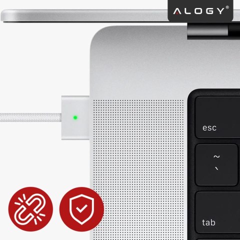 Kabel zasilający USB-C do MagSafe 3 - szybkie ładowanie 140W, przewód 2 m, do Apple MacBook, wytrzymały i bezpieczny - Alogy Pow
