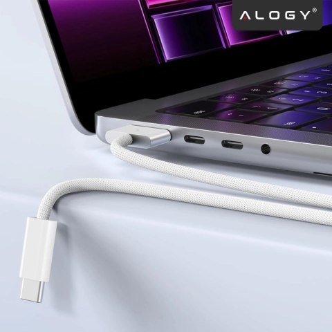 Kabel zasilający USB-C do MagSafe 3 - szybkie ładowanie 140W, przewód 2 m, do Apple MacBook, wytrzymały i bezpieczny - Alogy Pow