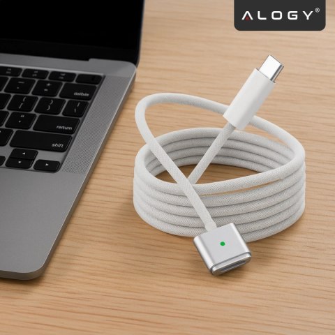 Kabel zasilający USB-C do MagSafe 3 - szybkie ładowanie 140W, przewód 2 m, do Apple MacBook, wytrzymały i bezpieczny - Alogy Pow