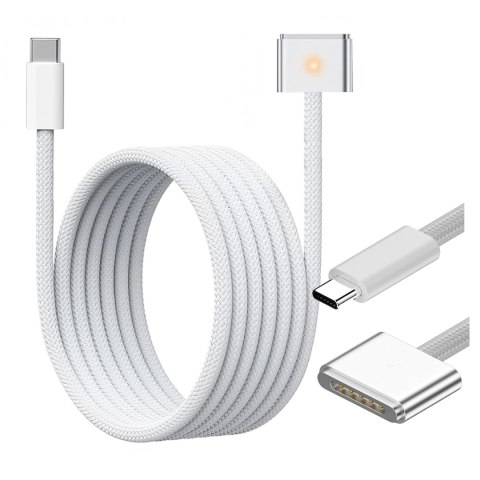Kabel zasilający USB-C do MagSafe 3 - szybkie ładowanie 140W, przewód 2 m, do Apple MacBook, wytrzymały i bezpieczny - Alogy Pow