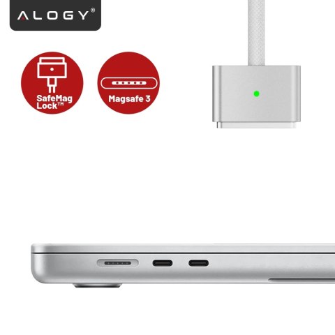 Kabel zasilający USB-C do MagSafe 3 - szybkie ładowanie 140W, przewód 2 m, do Apple MacBook, wytrzymały i bezpieczny - Alogy Pow