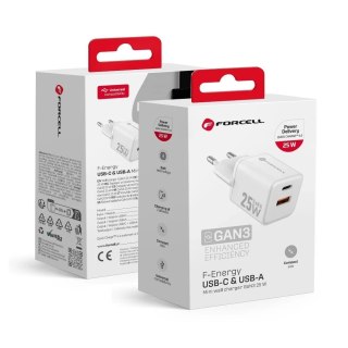 Ładowarka Sieciowa Forcell Mini GaN III 25W USB-C + USB-A PD QC 4.0