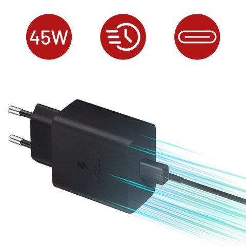 Ładowarka Sieciowa oryginalna Samsung EP-TA845 Szybkie Ładowanie Fast Charge 45W Czarna