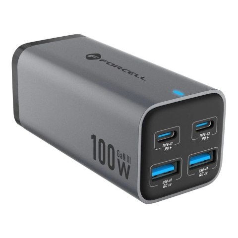 Ładowarka biurkowa Forcell GaN III 100W 2xUSB-C 2xUSB-A PD QC SFC