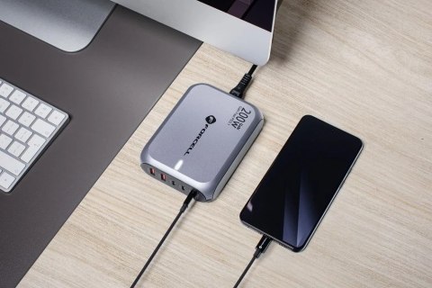 Ładowarka biurkowa Forcell GaN III 200W 3xUSB-C 2xUSB-A PD QC SFC
